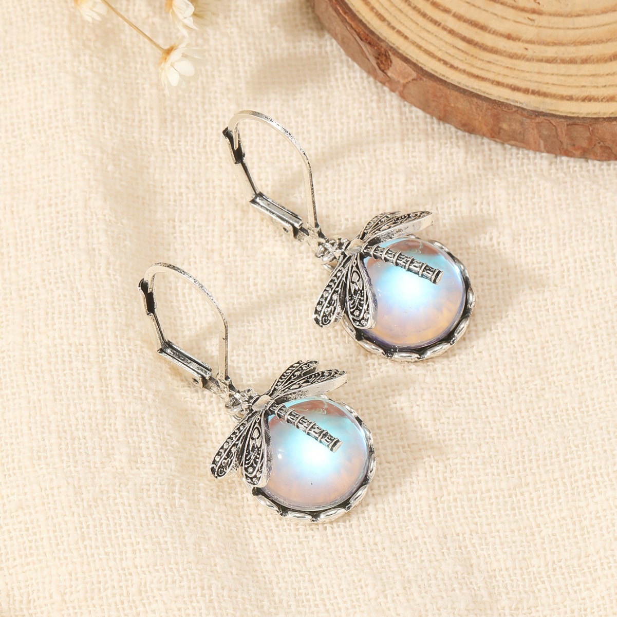 Lvpai Dragonfly Green Crystal Pendant Earrings: bohemian party scene