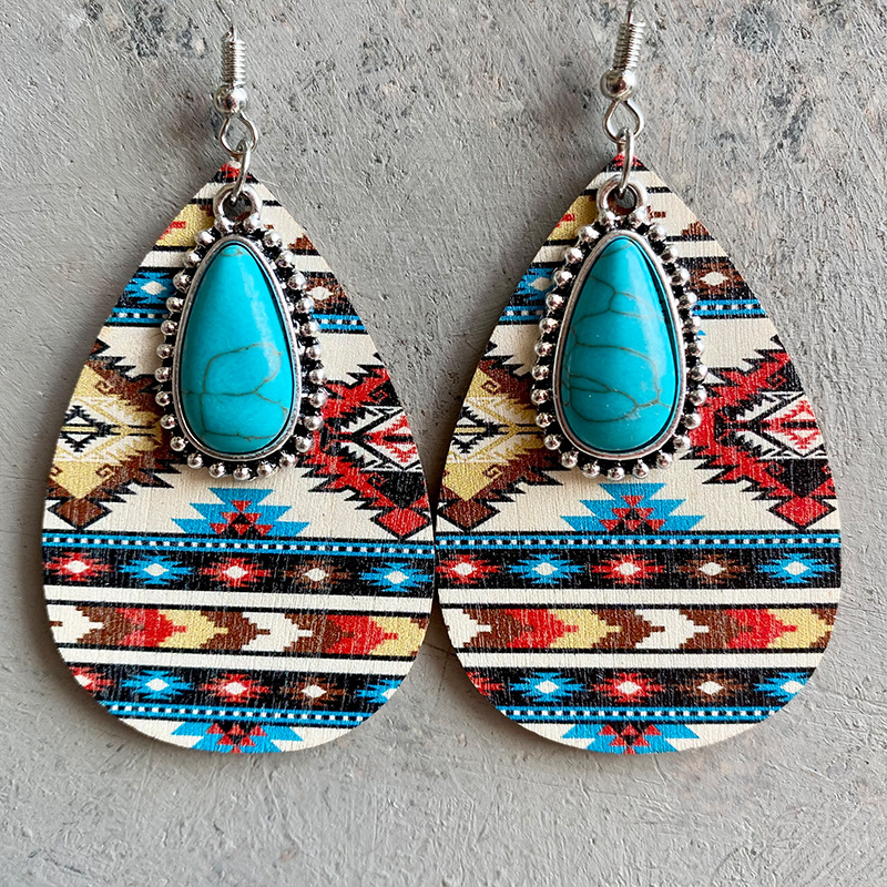 Turquoise Vintage Ethnic Style Earrings for casual outings