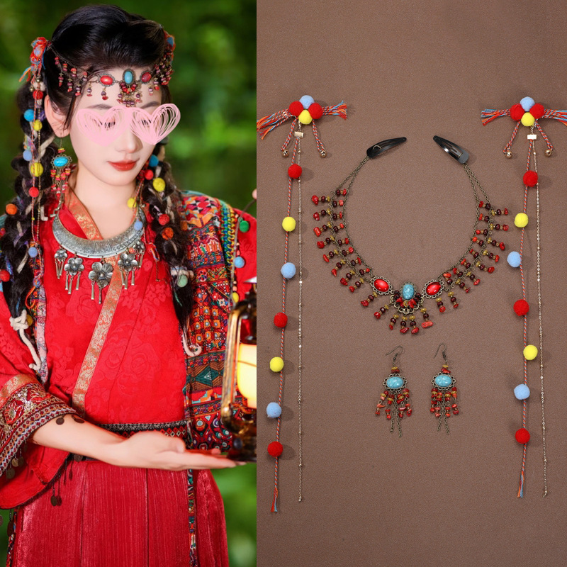 Tibetan Water Drop Tassel Forehead Ornament - Image 4