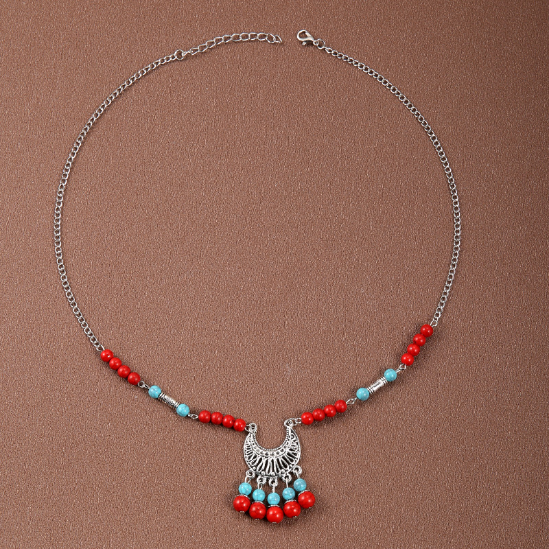 Tibetan Silver Tassel Dual-Use Forehead Ornament Necklace: cultural event scene