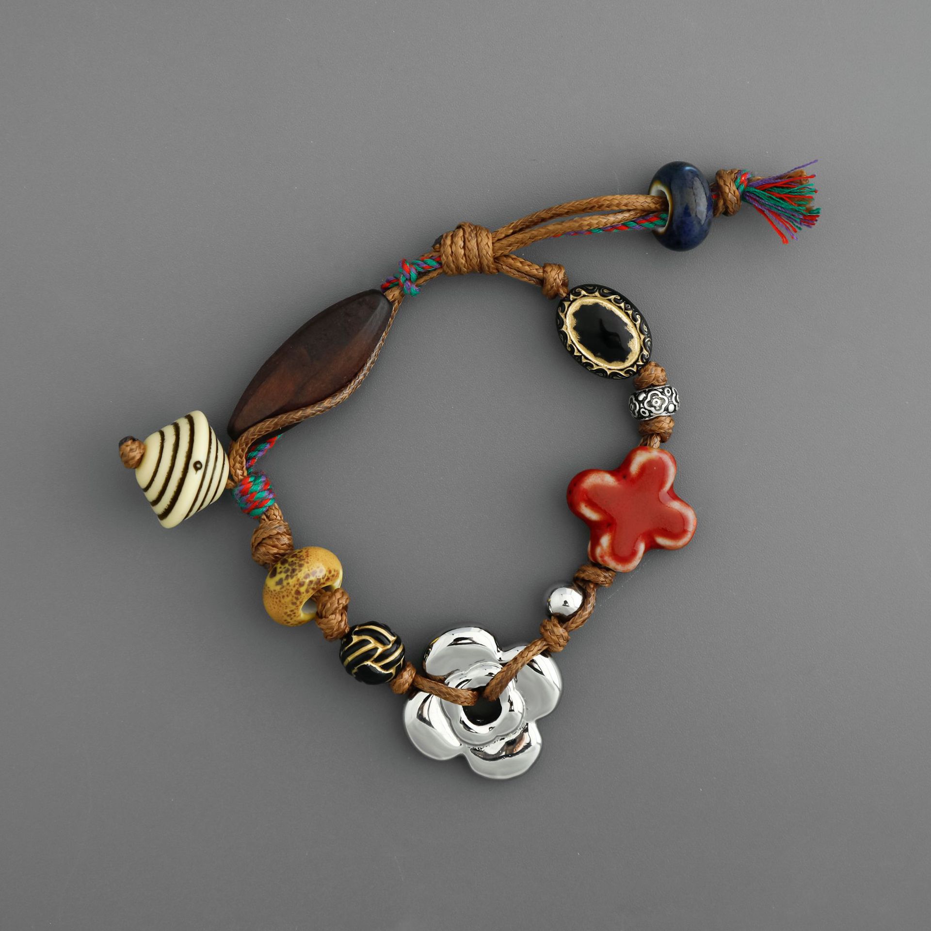 THE BEAST Tibetan Ceramic Wooden Bead Bracelet: Beach Scene
