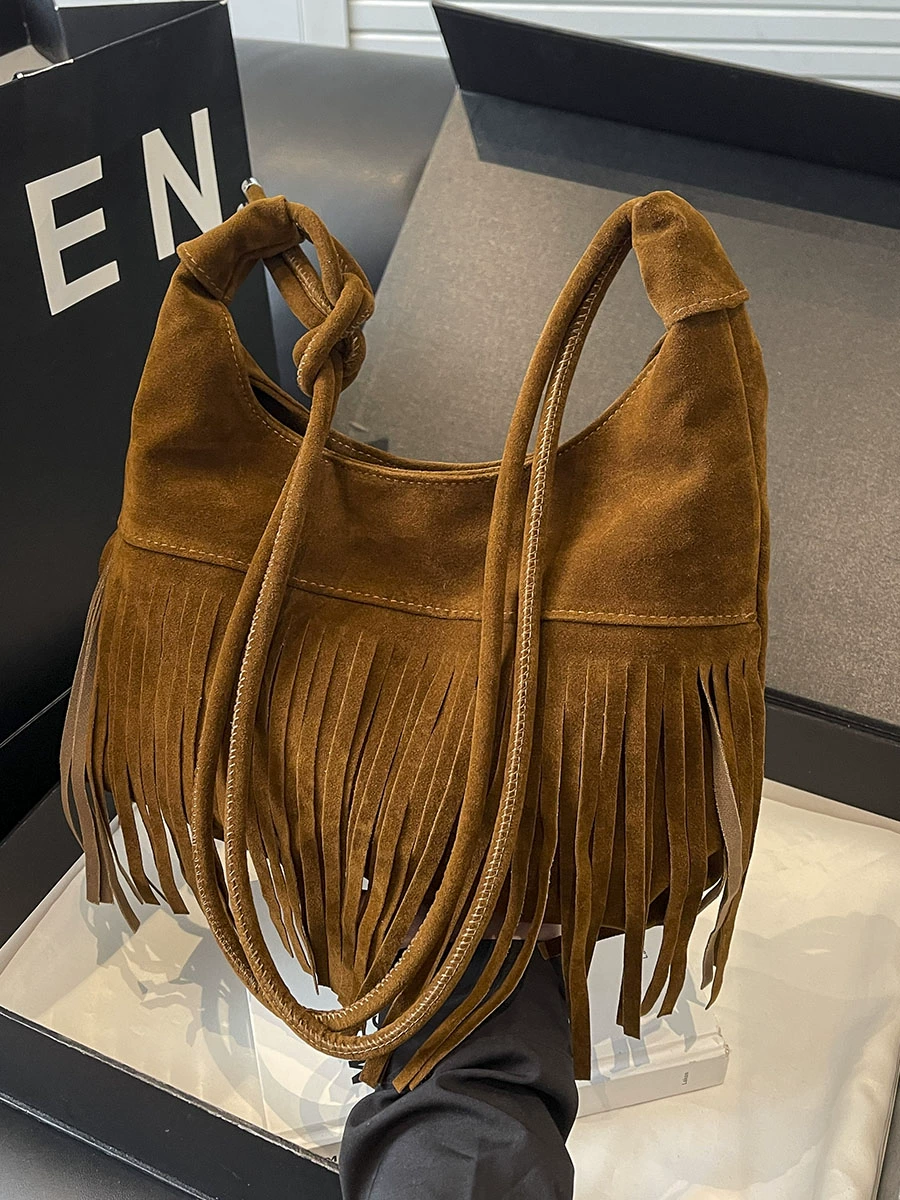 Brown Matte Tassel Crossbody Bag: weekend getaway scenario