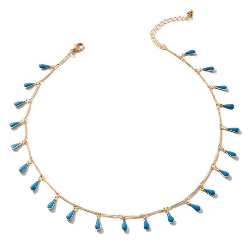 Bohemian Water Drop Oil Collarbone Chain: bohemian necklace detail
