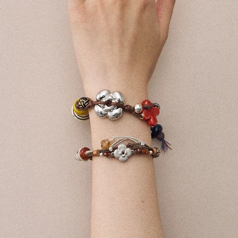 THE BEAST Tibetan Ceramic Wooden Bead Bracelet: Wooden Bead Detail