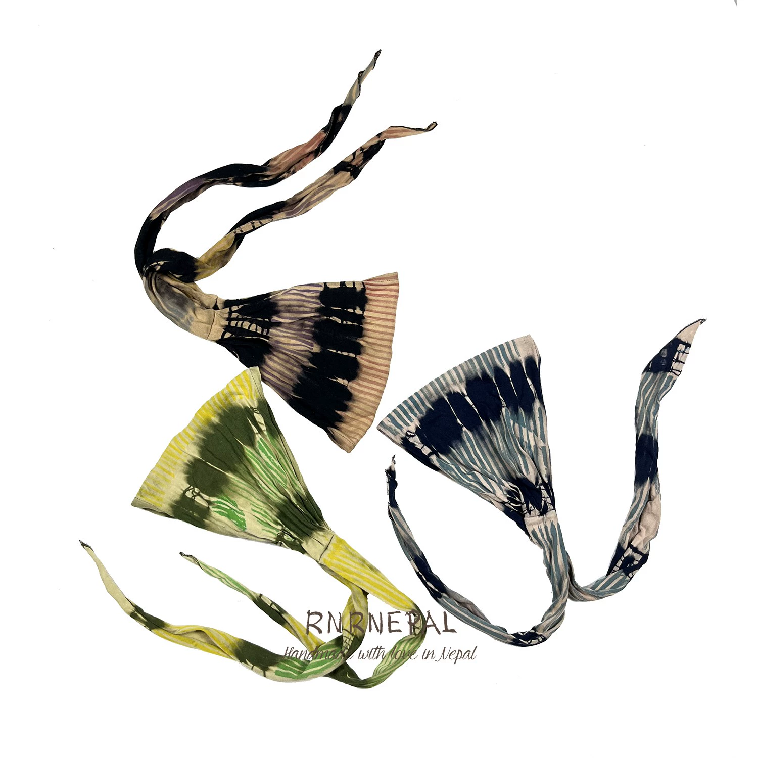 RNRNEPAL Cotton Tie-Dye Headscarf: Bohemian Headscarf Hand Tie-Dye Detail