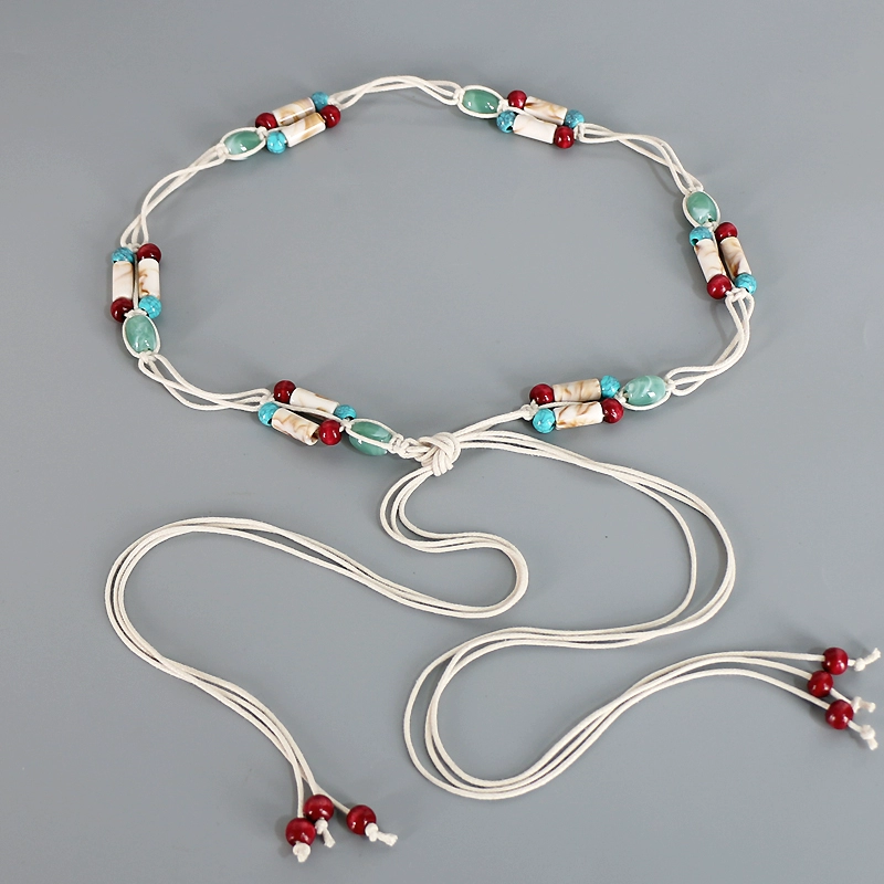 Ethnic Style Woven Waist-Cinching Belt: Casual Outing Scene