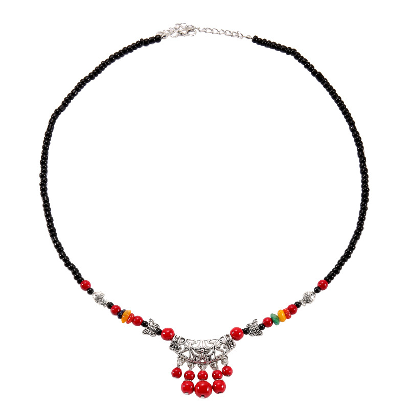 Tibetan Silver Tassel Dual-Use Forehead Ornament Necklace: two-in-one headpiece necklace clasp detail