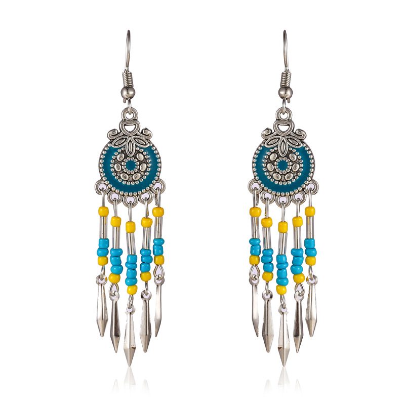 Dixi Vintage Seed Bead Earrings: bohemian earrings seed bead detail
