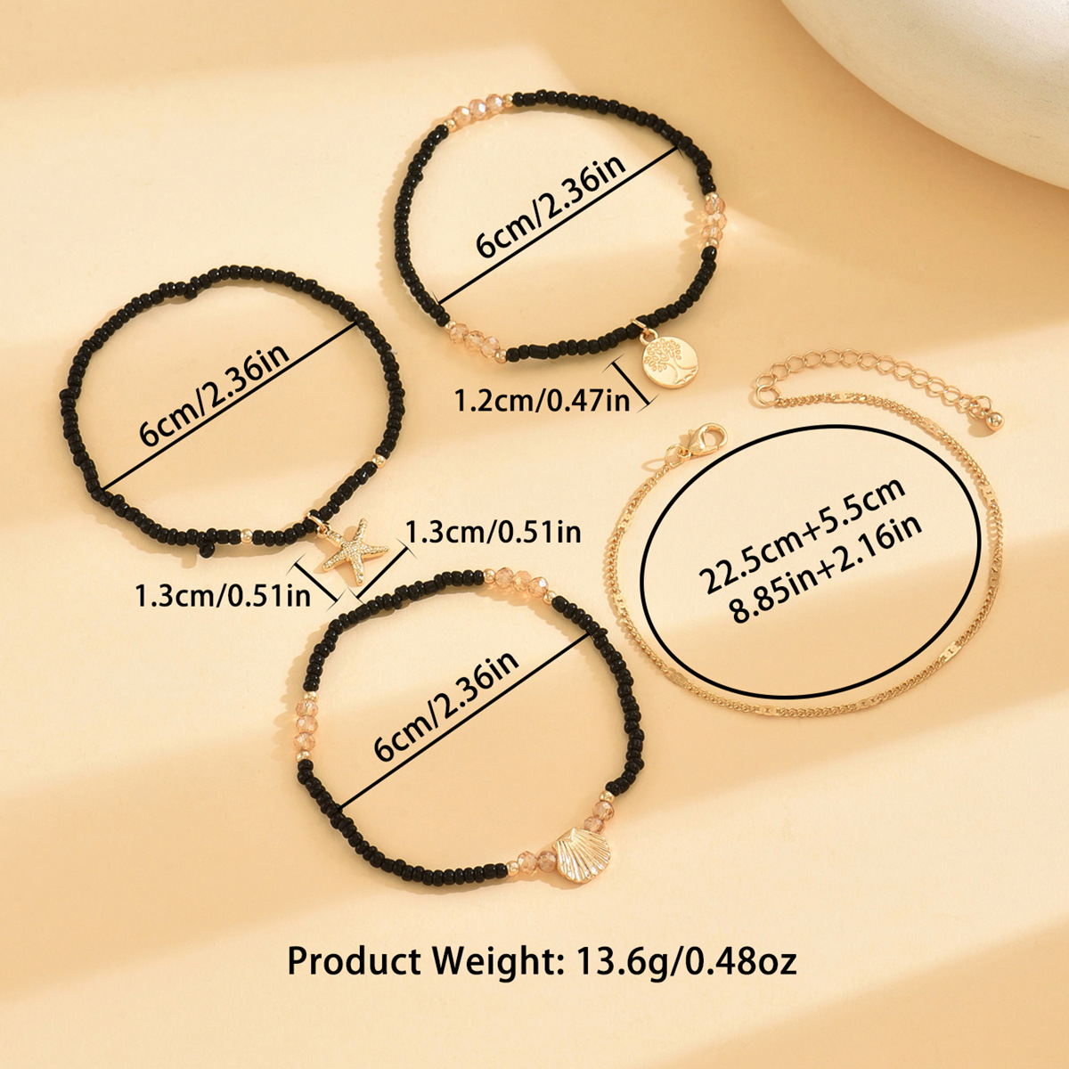 Bohemian Alloy Anklet: anklet set detail view