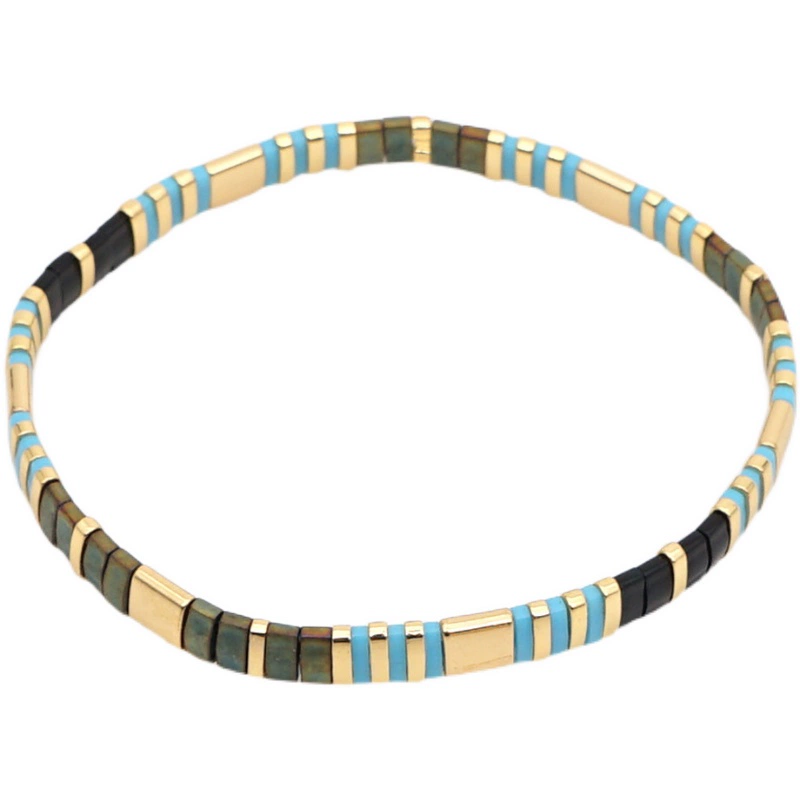 Couple Cyan Blue Tila Beads Bracelet: boho festival scene