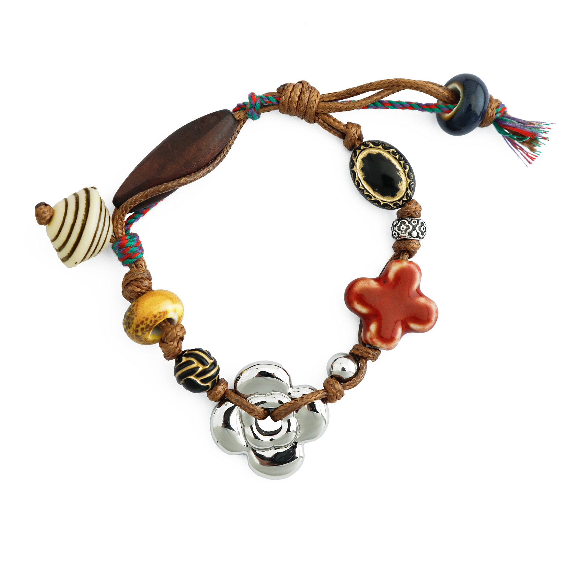 THE BEAST Tibetan Ceramic Wooden Bead Bracelet: Ceramic Bracelet Detail