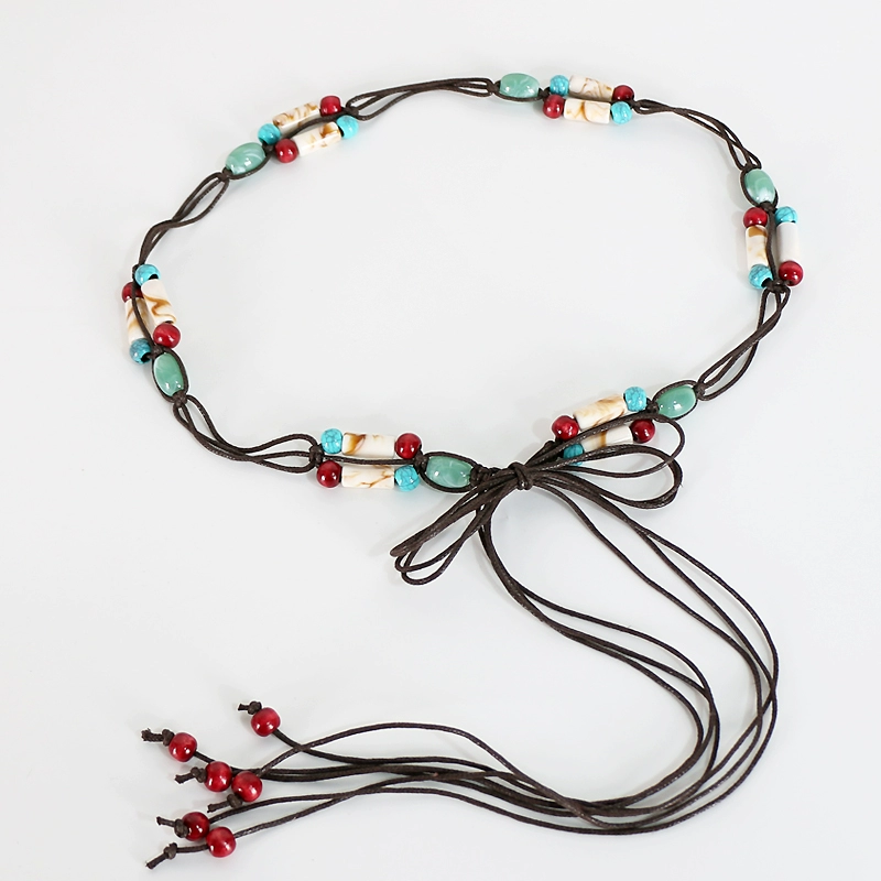 Ethnic Style Woven Waist-Cinching Belt: Boho Gathering Scene