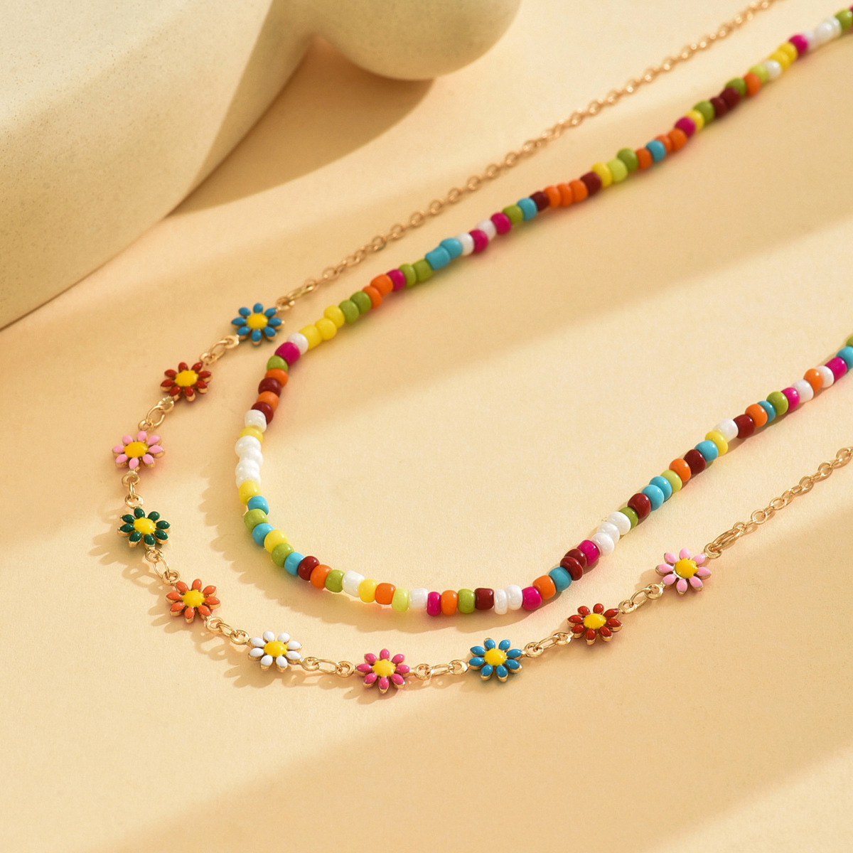 Double Layered Colorful Rice Beads Necklace: Casual Outing Scene