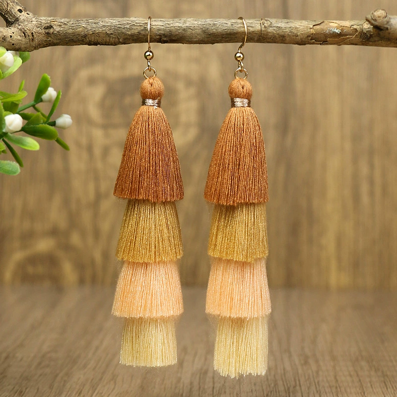 Long Bohemian Tassel Earrings: music festival scene