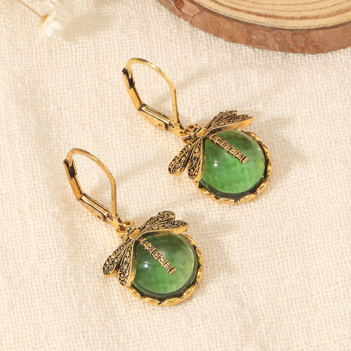 Lvpai Dragonfly Green Crystal Pendant Earrings: DIY craft scene
