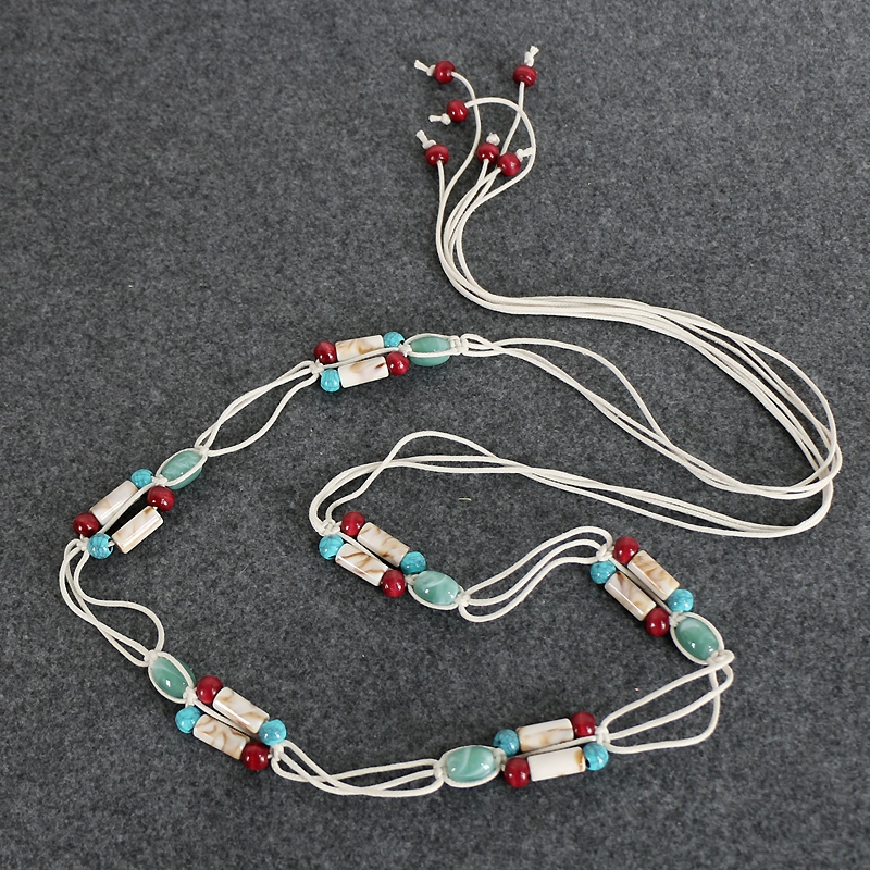 Ethnic Style Woven Waist-Cinching Belt: Market Outing Scene