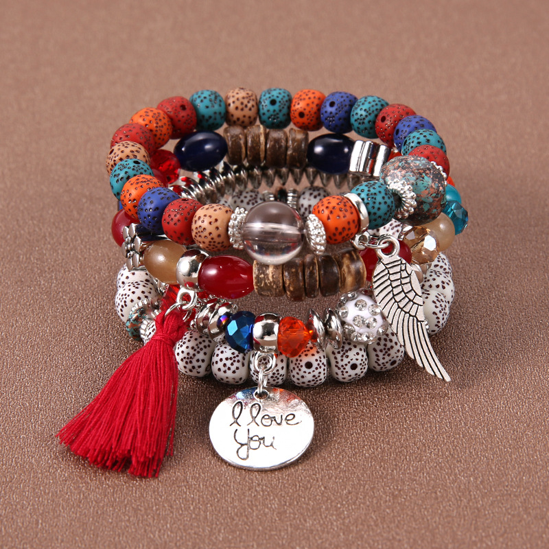 Bohemian Style Multi-layer Beaded Bracelet: stretchy fit detail