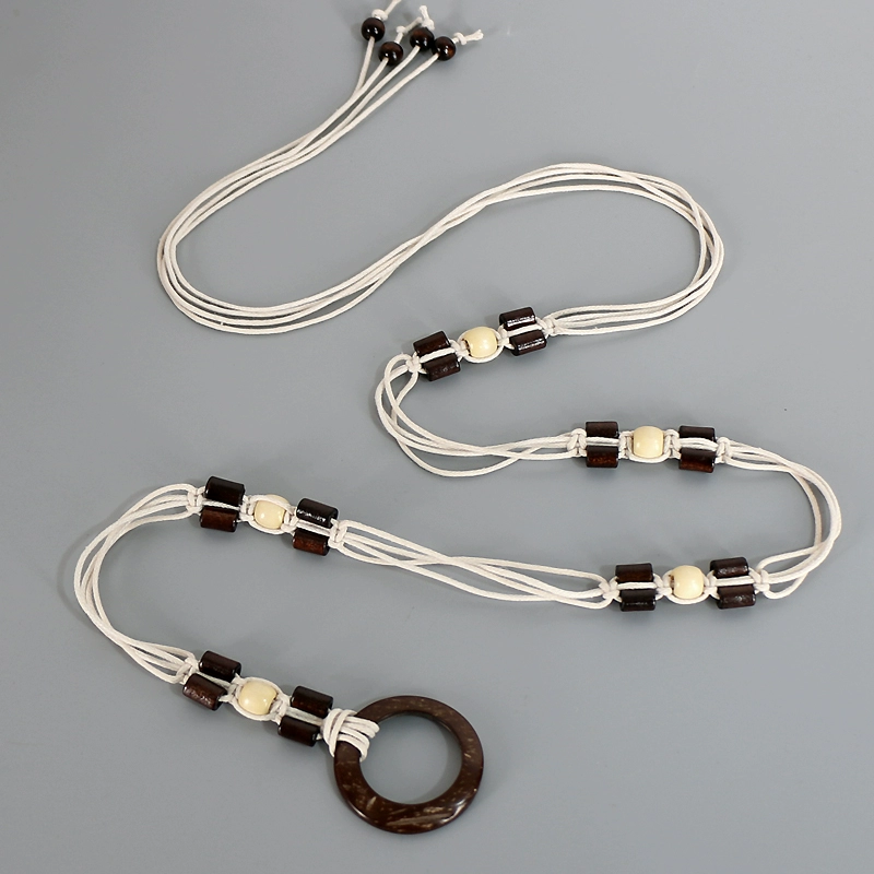 Ethnic Style Woven Waist Belt: Bohemian woven detail