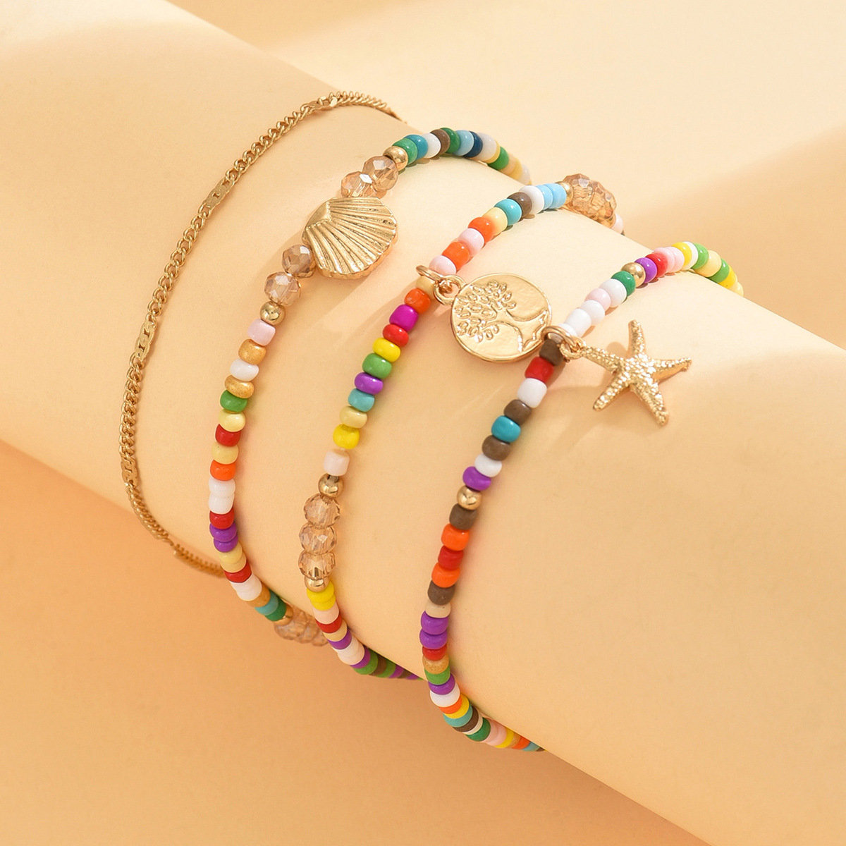 Bohemian Alloy Anklet: beach scene
