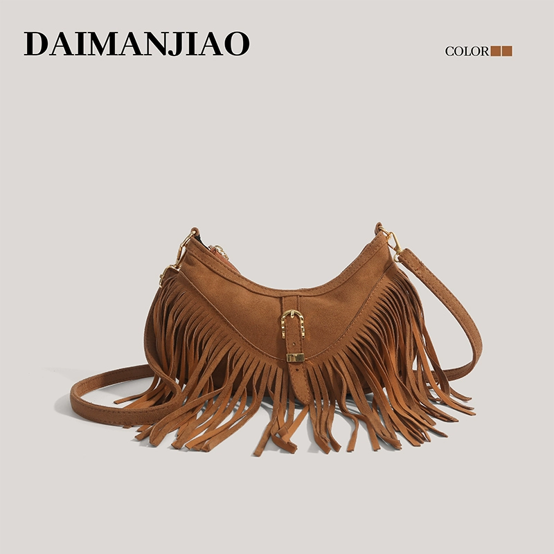 Suede Maillard Saddle Bag: weekend market scene