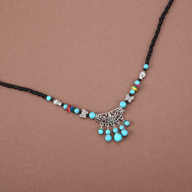 Tibetan Silver Tassel Dual-Use Forehead Ornament Necklace music festival scene