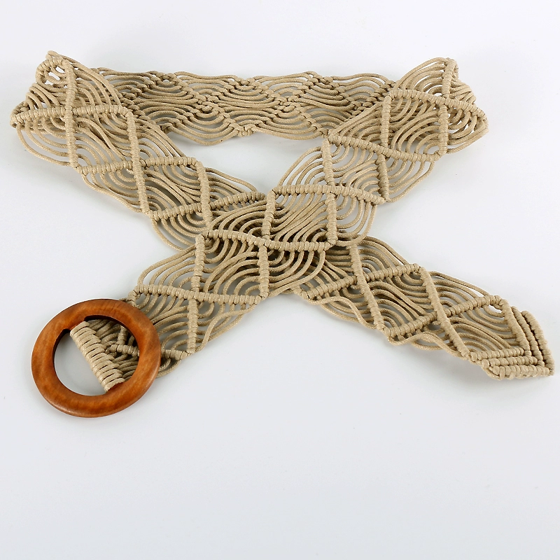 Ethnic Woven Waist-Cinching Waist Belt: casual outing scene
