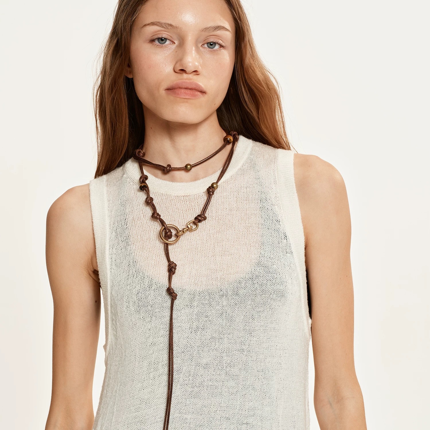 LC Maillard Mushroom Colored Stone Necklace: Weekend Market Scene