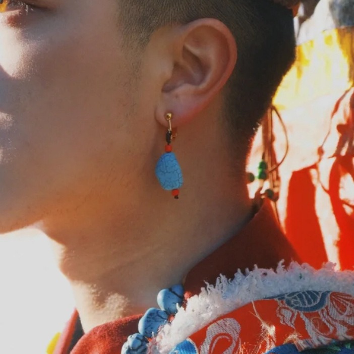 Tibetan Turquoise Earrings for casual outings